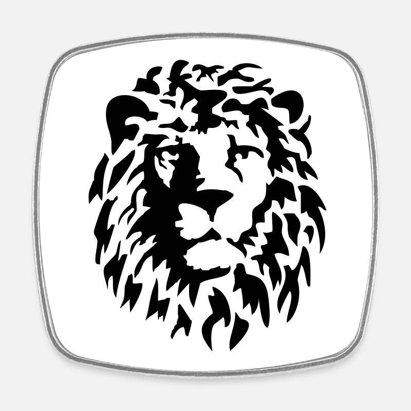 lion - Magnet carré - blanc