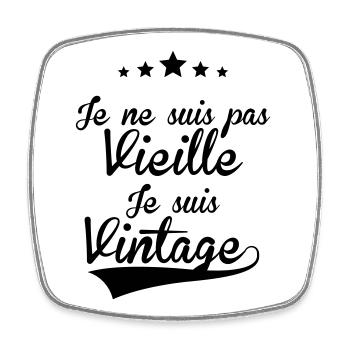 Vintage_FR_F - Magnet carré - blanc - Devant
