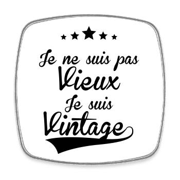 Vintage_FR_H - Magnet carré - blanc - Devant