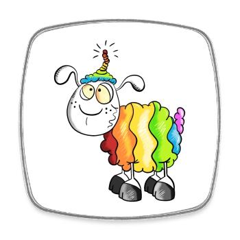 Rainbow Sheep - Square fridge magnet - white - Front