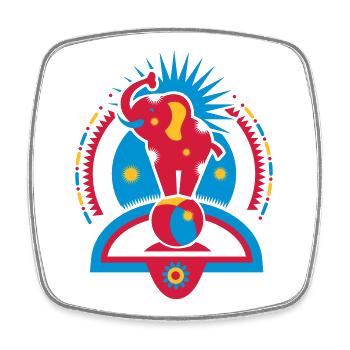 A circus elephant on a ball in the ring - Square fridge magnet - white - Front