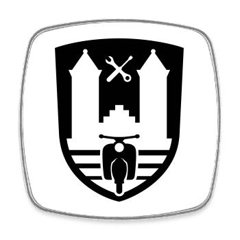 Mopedsport Wappen / Logo / Emblem - Viereckiger Kühlschrankmagnet - Weiß - Vorne