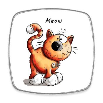 Funny Red Cat - Meow -.Cats - Gift - Pet - Animal - Square fridge magnet - white - Front