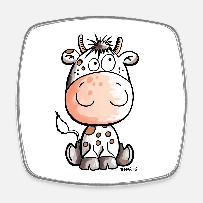 Funny Cow - Cows - Baby - Gift - Calf - Square fridge magnet - white