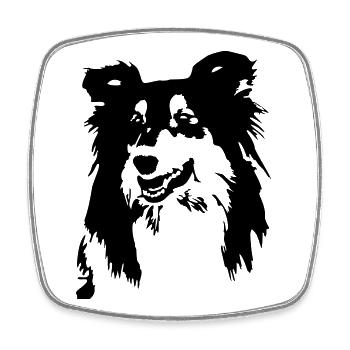Collie Kopf - Viereckiger Kühlschrankmagnet - Weiß - Vorne