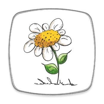 Schöne Blume - Blumen - Blümchen - Natur - Blatt - Viereckiger Kühlschrankmagnet - Weiß - Vorne