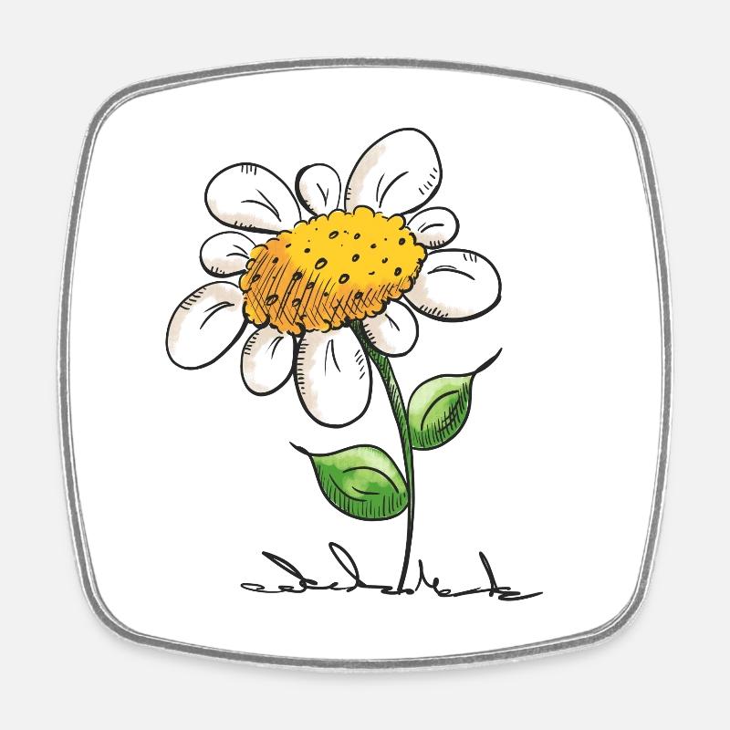 Fleur dessin animé - Cadeau - Magnet carré - blanc