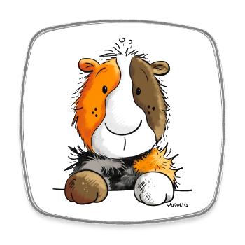 Kleines Meerschweinchen - Comic - Nager - Tiere - Viereckiger Kühlschrankmagnet - Weiß - Vorne
