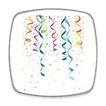 Silvester. Bunte Luftschlangen mit Konfetti. - Viereckiger Kühlschrankmagnet - Weiß - Vorne