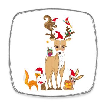 weihnachtliches Treffen niedlicher Waldtiere - Viereckiger Kühlschrankmagnet - Weiß - Vorne