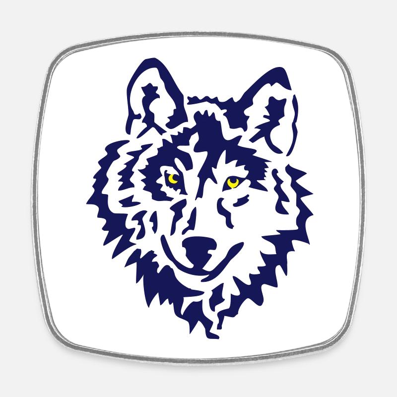 loup - Magnet carré - blanc