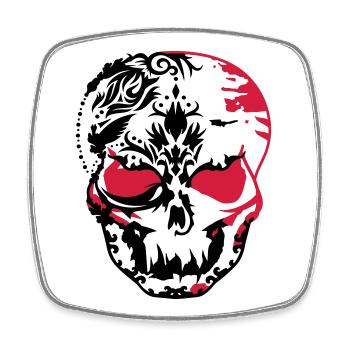 Masque de crâne fait d'ornements - Magnet carré - blanc - Devant