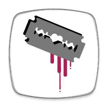 Rasierklinge mit Herz und Blut - Viereckiger Kühlschrankmagnet - Weiß - Vorne