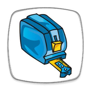 Rollmeter, tool, Compteur de rouleaux - Viereckiger Kühlschrankmagnet - Weiß - Vorne