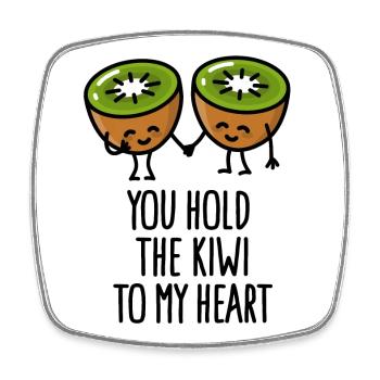 You hold the kiwi to my heart Kawaii mignonne coup - Magnet carré - blanc - Devant