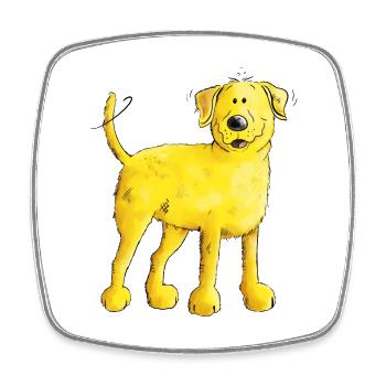 Happy Blonde Labrador Retriever chien - Magnet carré - blanc - Devant