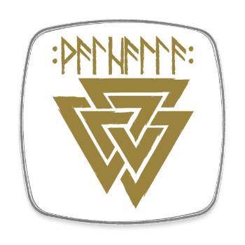 Valhalla in runes with Valknut, symbol of Odin - Square fridge magnet - white - Front