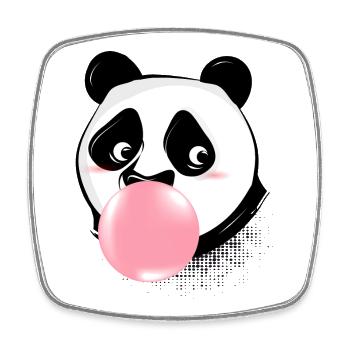 Panda macht Kaugummiblase mit rosa Kaugummi - Viereckiger Kühlschrankmagnet - Weiß - Vorne