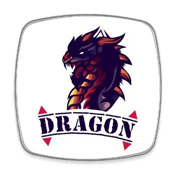 Dragon logo with fire accents - Square fridge magnet - white - Front