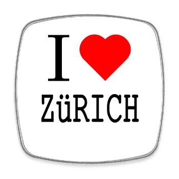 J’aime Zurich – Déclaration de ville avec cœur - Magnet carré - blanc - Devant