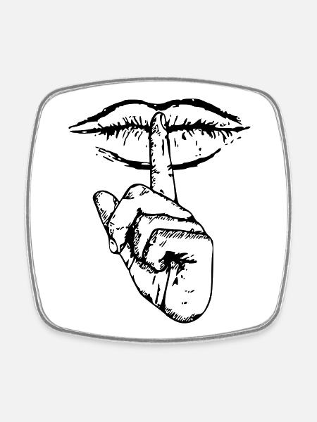 Mouth Shut - Magnet carré - blanc