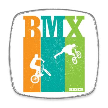 BMX Farbblock Rider Silhouetten - Viereckiger Kühlschrankmagnet - Weiß - Vorne