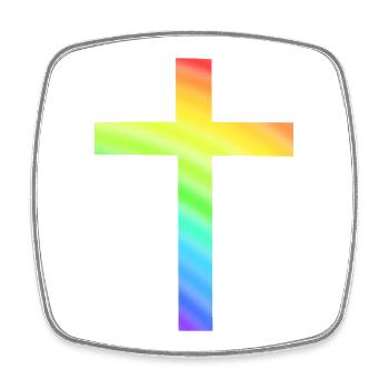 Regenbogen Kreuz Bunt Glaube Religion Geschenk Chr - Viereckiger Kühlschrankmagnet - Weiß - Vorne