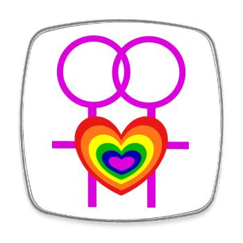 lesbisch Frauen weibliche Symbole CSD - Viereckiger Kühlschrankmagnet - Weiß - Vorne