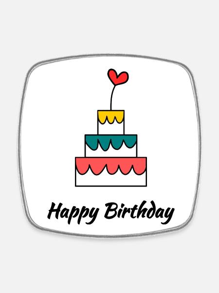 HAPPY BIRTHDAY. HAPPY BIRTHDAY. ANNIVERSARY. - Square fridge magnet - white