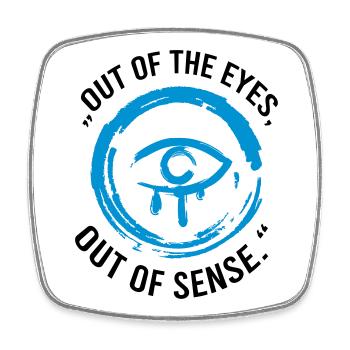 Hors des yeux, hors de sens - Magnet carré - blanc - Devant