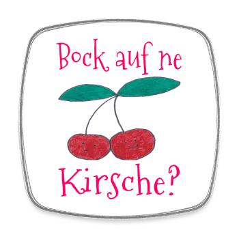 Kirsche Spruchdruck Back auf ne Kirsche - Viereckiger Kühlschrankmagnet - Weiß - Vorne