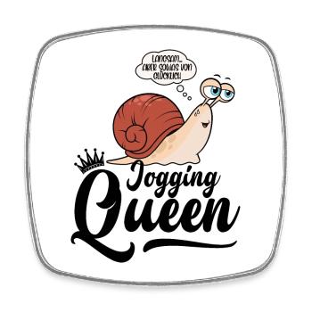 Jogging Queen Schnecke laufen langsam joggen - Viereckiger Kühlschrankmagnet - Weiß - Vorne