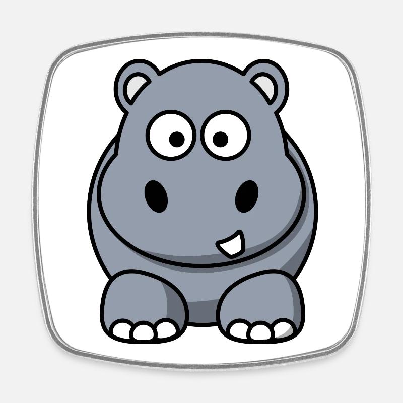 Hippo - Magnet carré - blanc