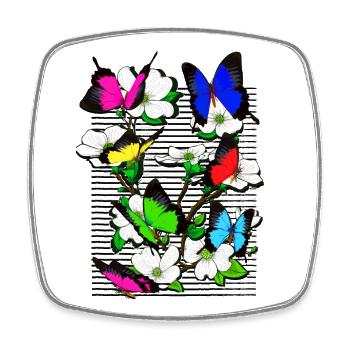 Papillon Butterfly - Schmetterling - Blumenstrauss - Viereckiger Kühlschrankmagnet - Weiß - Vorne