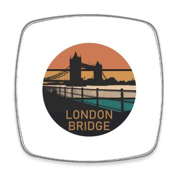 London Bridge Retro Sonnenuntergang - Viereckiger Kühlschrankmagnet - Weiß - Vorne