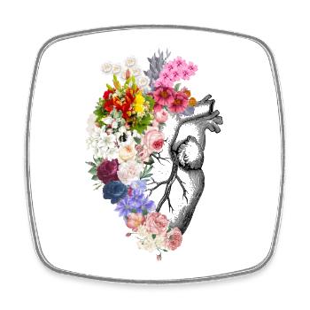 Floral Anatomical Heart - Square fridge magnet - white - Front