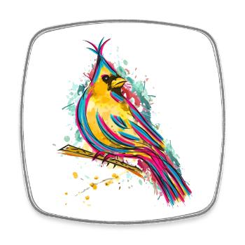 Bunter Vogel - Zeichnung Aquarell - Schöner Vogel - Viereckiger Kühlschrankmagnet - Weiß - Vorne
