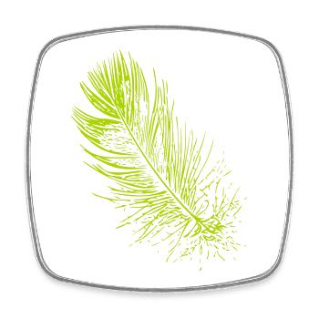 Abstrait plume / ligne / vert / motif - Magnet carré - blanc - Devant