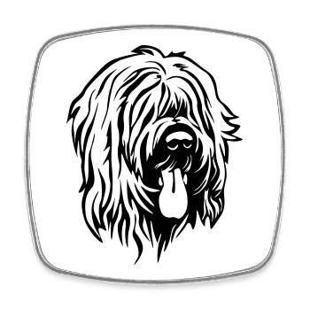 Tête de Briard - Magnet carré - blanc - Devant