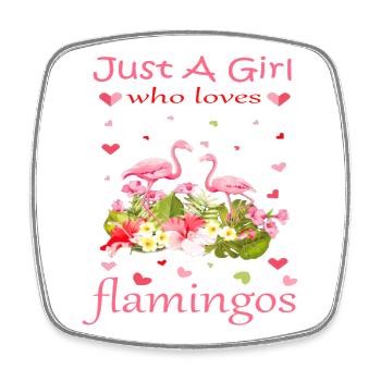 Nur ein Mädchen, das Flamingos liebt - Viereckiger Kühlschrankmagnet - Weiß - Vorne