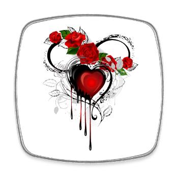 Gouttes de graffiti en forme de cœur de rose - Magnet carré - blanc - Devant