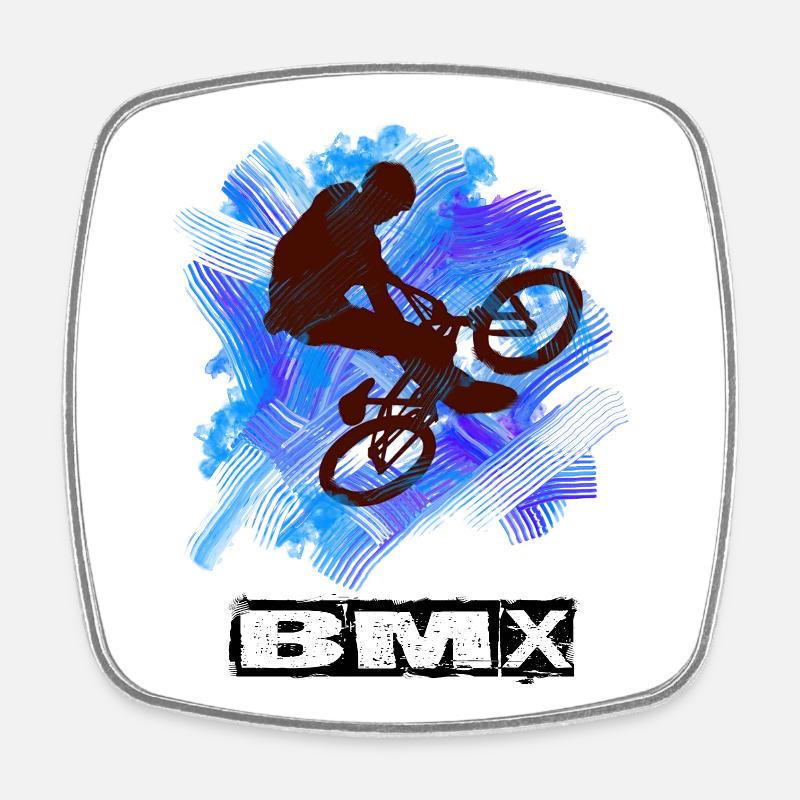 Bmx - Viereckiger Kühlschrankmagnet - Weiß