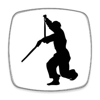Sanchaku 3 Stück Nunchaku Kung Fu - Viereckiger Kühlschrankmagnet - Weiß - Vorne