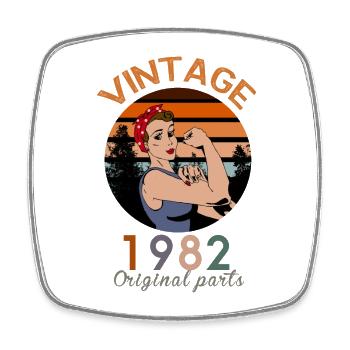 Vintage 1982 Original Parts - Viereckiger Kühlschrankmagnet - Weiß - Vorne