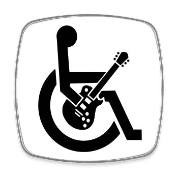 Rollstuhl, Rollstuhl, Gitarre, Gitarrist, Behinderung* - Viereckiger Kühlschrankmagnet - Weiß - Vorne