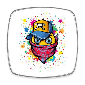 Maske und Graffitis - Viereckiger Kühlschrankmagnet - Weiß - Vorne