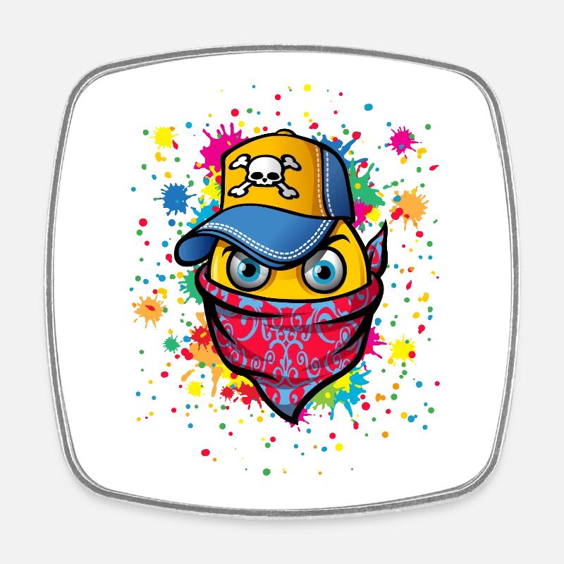 Mask and graffitis - Square fridge magnet - white