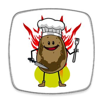 Hot Potato Fried Potato Fiery Kitchen Cooking - Square fridge magnet - white - Front