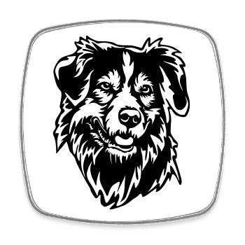 Tête de Shepherd australien - Magnet carré - blanc - Devant