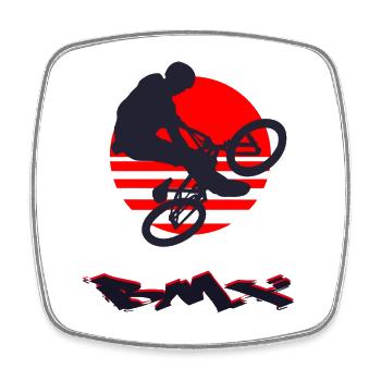 Le BMX - Magnet carré - blanc - Devant